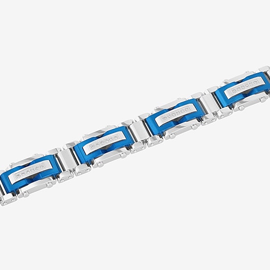 Stainless Steel (G-H / I1) 3/8 CT. T.W. Lab Grown White Diamond Solid Link Bracelet