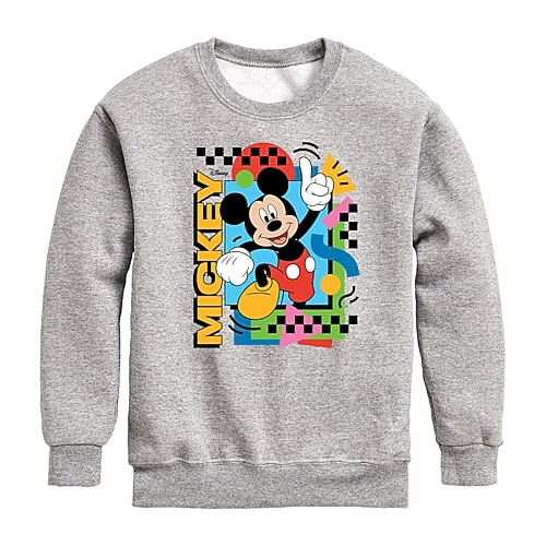 Disney Collection Little & Big Kid Boys Crew Neck Long Sleeve Mickey Mouse Sweatshirt, X-large, Gray