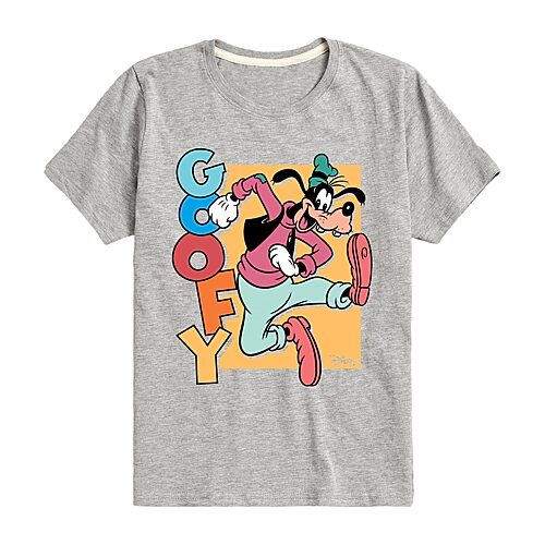 Disney Collection Little & Big Kid Boys Crew Neck Short Sleeve Regular Fit Goofy Graphic T-Shirt, X-large, Gray