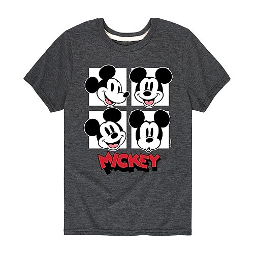 Disney Collection Little & Big Kid Boys Crew Neck Short Sleeve Regular Fit Mickey Mouse Graphic T-Shirt, Large, Gray