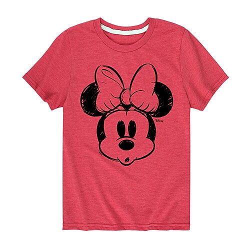 Disney Collection Little & Big Kid Girls Crew Neck Short Sleeve Regular Fit Minnie Mouse Graphic T-Shirt, X-large, Red