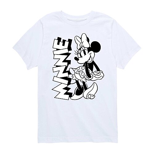 Disney Collection Little & Big Kid Girls Crew Neck Short Sleeve Regular Fit Minnie Mouse Graphic T-Shirt, X-large, White