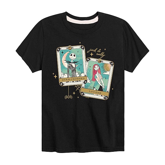 Disney Collection Little & Big Kid Girls Crew Neck Short Sleeve Regular Fit Nightmare Before Christmas Graphic T-Shirt