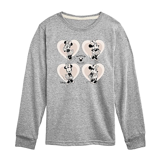 Disney Collection Little & Big Kid Girls Crew Neck Long Sleeve Regular Fit Minnie Mouse Graphic T-Shirt