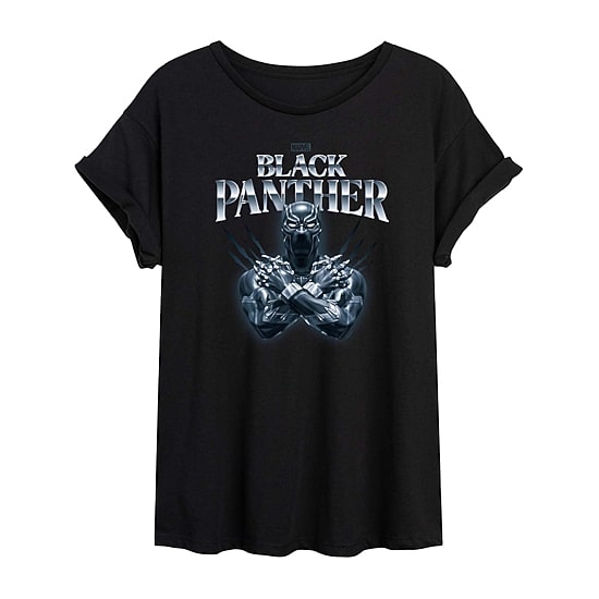 Womens Juniors Scoop Neck Short Sleeve Regular Fit Black Panther Marvel Graphic T-Shirt