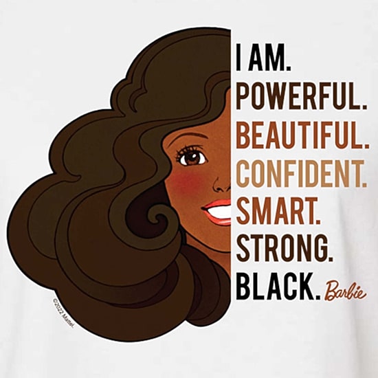 Black History Month I Am Cropped Womens Juniors Crew Neck Short Sleeve Regular Fit Barbie Graphic T-Shirt