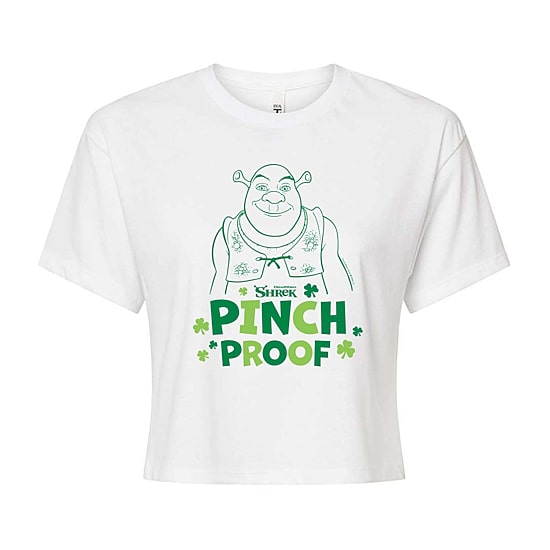 Dreamworks Shrek Pinch Proof Cropped Tee Womens Juniors Crew Neck Short Sleeve Regular Fit Graphic T-Shirt