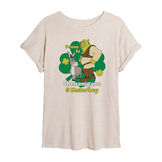 Dreamworks Shrek Prone To Shenanigans And Malarkey Tee Womens Juniors Scoop Neck Short Sleeve Regular Fit Graphic T-Shirt