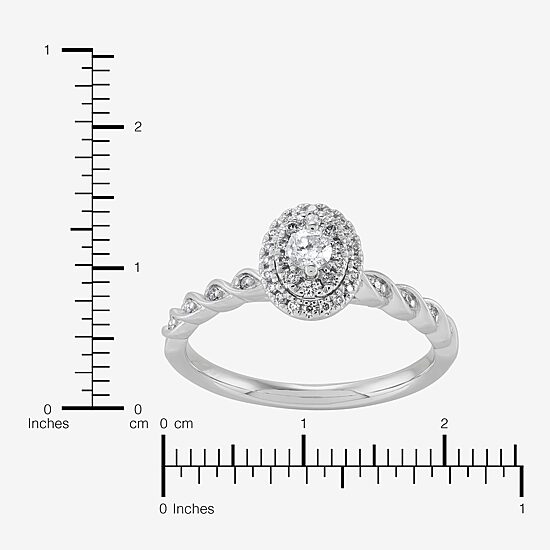 Limited Quantities! Womens 1/4 CT. T.W. Natural White Diamond 10K Gold Oval Side Stone Engagement Ring