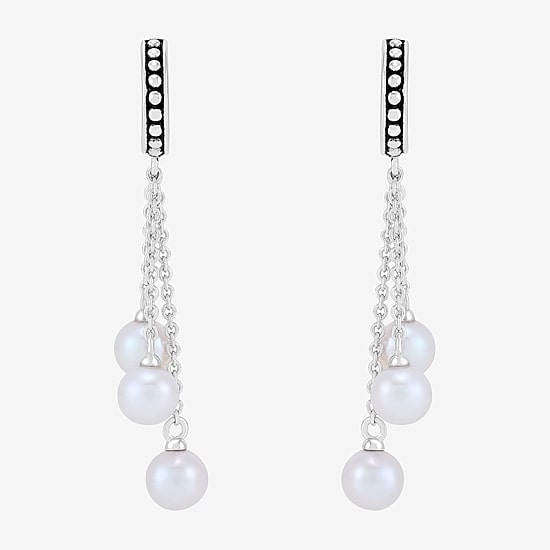 Limited Quantities! Womens Dyed White Cultured Freshwater Pearl Sterling Silver Drop Earrings