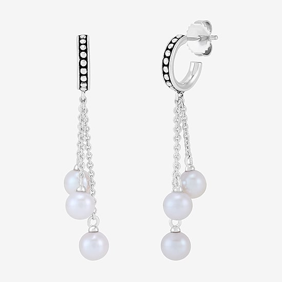 Limited Quantities! Womens Dyed White Cultured Freshwater Pearl Sterling Silver Drop Earrings