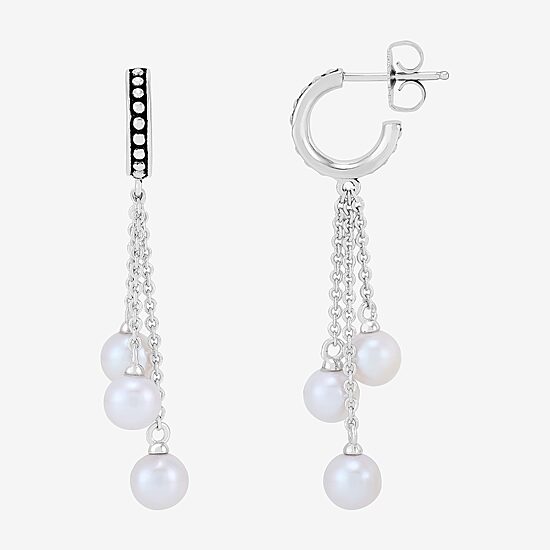 Limited Quantities! Womens Dyed White Cultured Freshwater Pearl Sterling Silver Drop Earrings