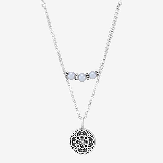 Limited Quantities! Womens Dyed White Cultured Freshwater Pearl Sterling Silver 18 1/2 Inch Pendant Necklace