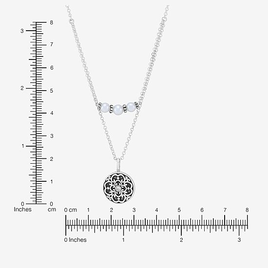 Limited Quantities! Womens Dyed White Cultured Freshwater Pearl Sterling Silver 18 1/2 Inch Pendant Necklace