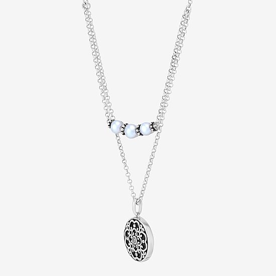 Limited Quantities! Womens Dyed White Cultured Freshwater Pearl Sterling Silver 18 1/2 Inch Pendant Necklace