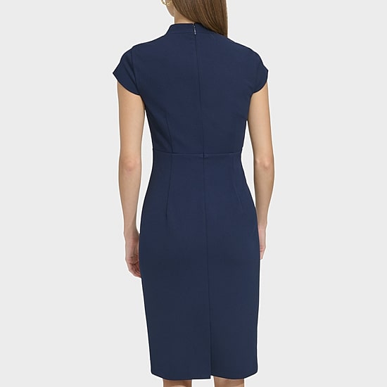 Marc New York Womens Split Crew Neck Short Sleeve Sheath Dress