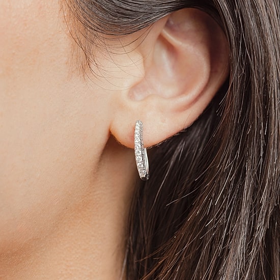 Womens 1/2 CT. T.W. Natural White Diamond 14K Gold 20.1mm Hoop Earrings