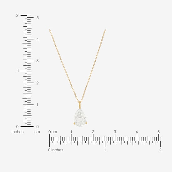 ( H-I/Si1-Si2 ) 2 CT.  Lab-Grown Diamond 14K Gold Pear 18 Inch Pendant Necklace