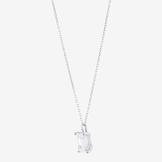  ( H-I/Si1-Si2 ) 2 CT.  Lab-Grown Diamond 14K Gold Emerald 18 Inch Pendant Necklace