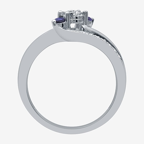 I Said Yes (H-I / I1) Womens 1/8 CT. T.W. Lab Grown White Diamond Sterling Silver or 14K Gold Over Silver Side Stone 3-Stone Engagement Ring