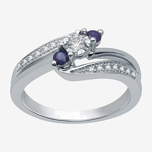 I Said Yes (H-I / I1) Womens 1/8 CT. T.W. Lab Grown White Diamond Sterling Silver or 14K Gold Over Silver Side Stone 3-Stone Engagement Ring, 8, Sterl