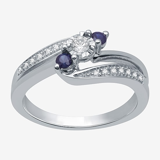 I Said Yes (H-I / I1) Womens 1/8 CT. T.W. Lab Grown White Diamond Sterling Silver or 14K Gold Over Silver Side Stone 3-Stone Engagement Ring