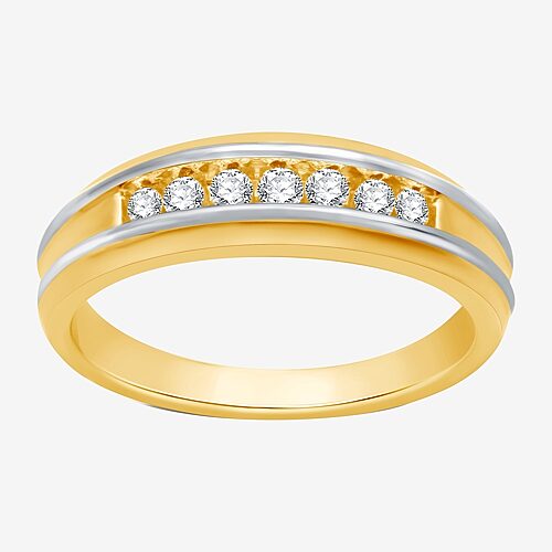 I Said Yes (h-i / I1) Mens 1/4 Ct. T.w. Lab Grown White Diamond 14k Two Tone Gold Over Silver Wedding Band In Multi