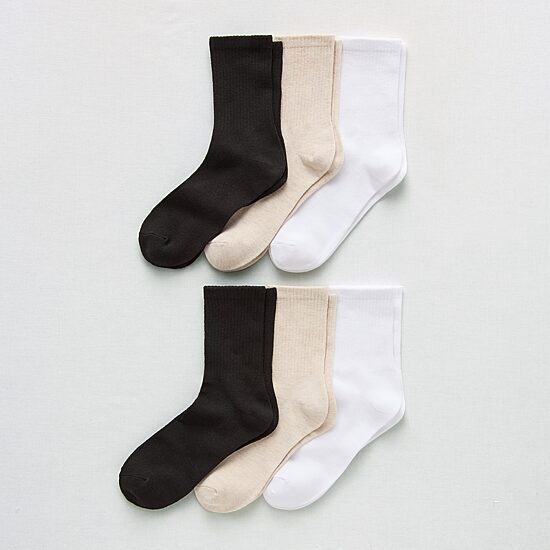 Mixit Sport Rib Short Womens 6 Pair Crew Socks