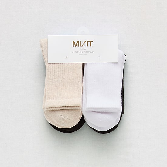 Mixit Sport Rib Short Womens 6 Pair Crew Socks