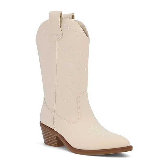 MIA girl Womens Faylinn Stacked Heel Cowboy Boots