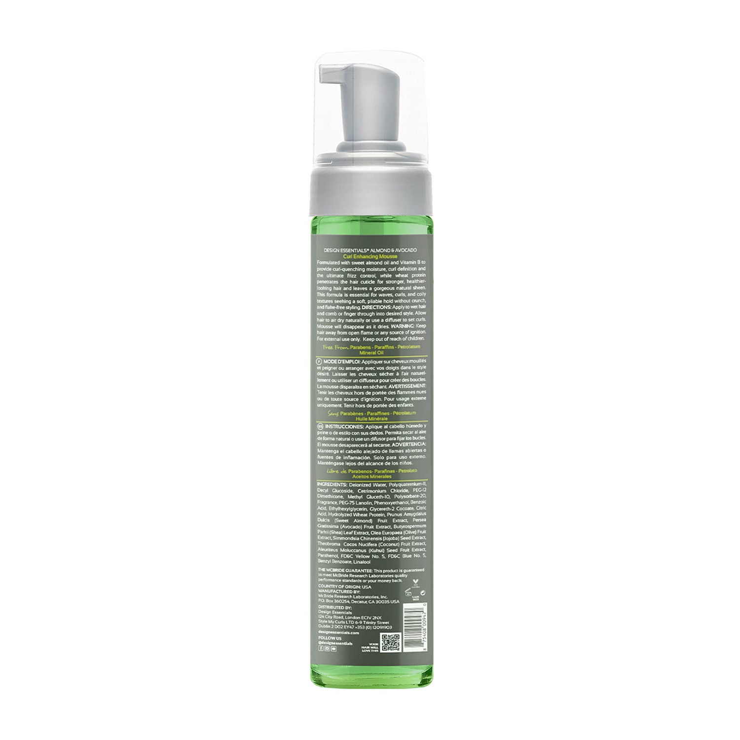 Design Essentials Almond Avocado Curl Enhancing Hair Mousse 10 oz.