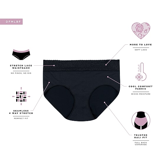 Bali Comfort Revloution Modern Seamless Lace Trim Brief Panty Dfmlbf