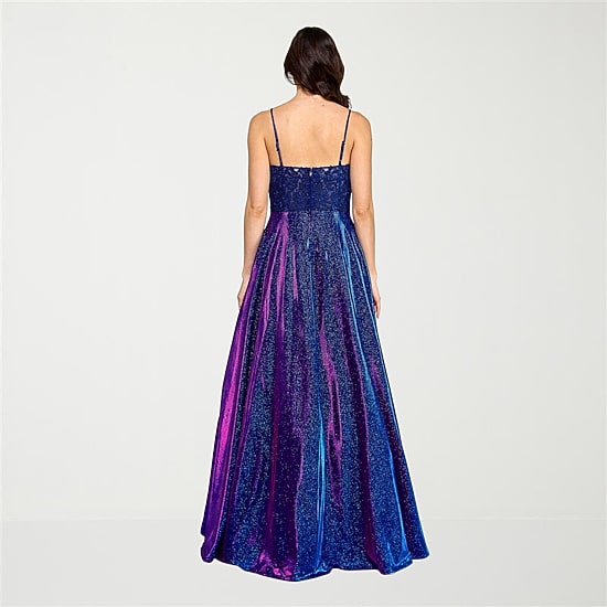 City Triangle Womens Juniors V Neck Spaghetti Straps Ball Gown