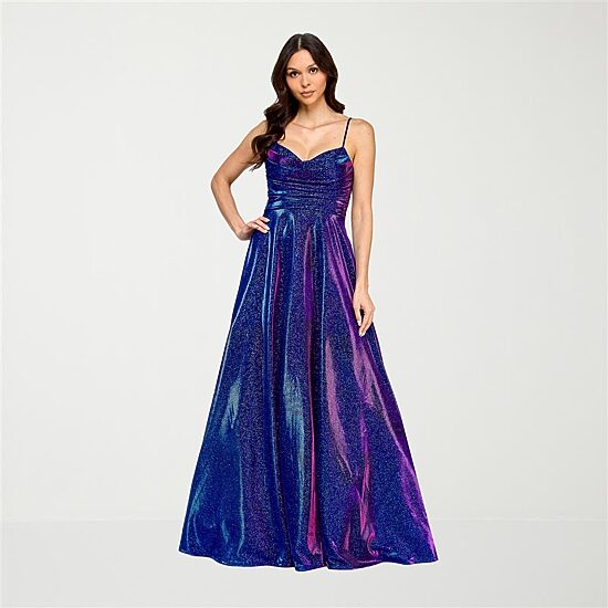 City Triangle Womens Juniors V Neck Spaghetti Straps Ball Gown