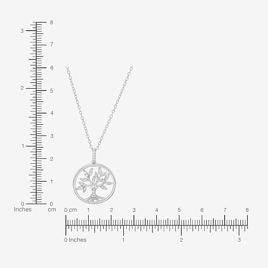 Limited Quantities! Tree Of Life Womens 1/10 CT. T.W. Lab Grown White Diamond Sterling Silver 18 Inch Pendant Necklace