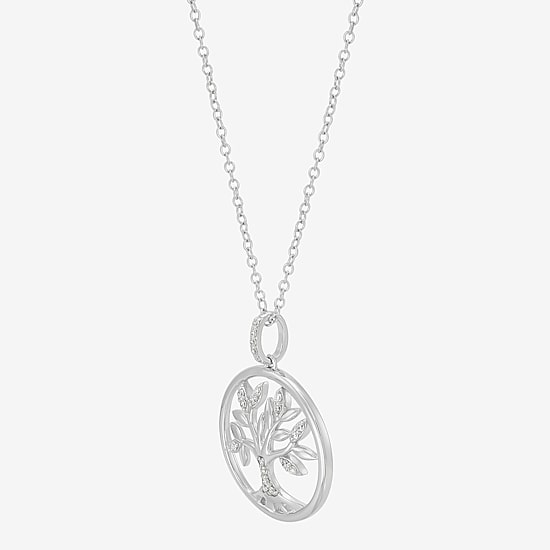 Limited Quantities! Tree Of Life Womens 1/10 CT. T.W. Lab Grown White Diamond Sterling Silver 18 Inch Pendant Necklace