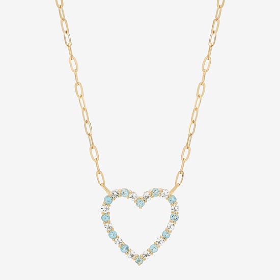 Limited Quantities! Womens Genuine Blue Topaz 10K Gold Heart 19 Inch Pendant Necklace