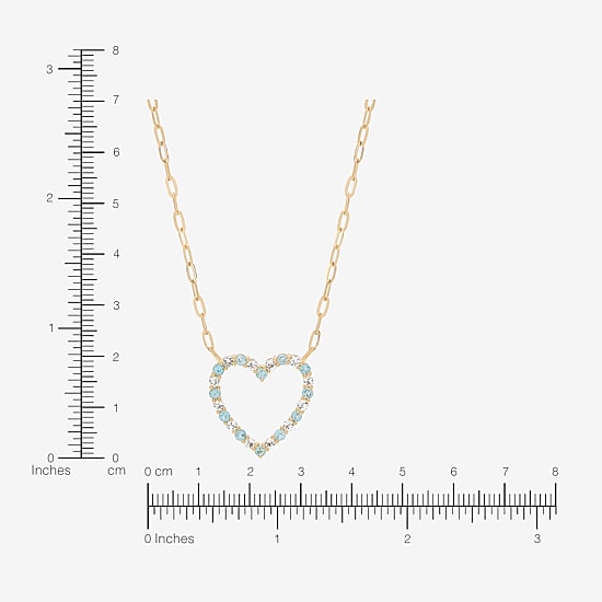 Limited Quantities! Womens Genuine Blue Topaz 10K Gold Heart 19 Inch Pendant Necklace