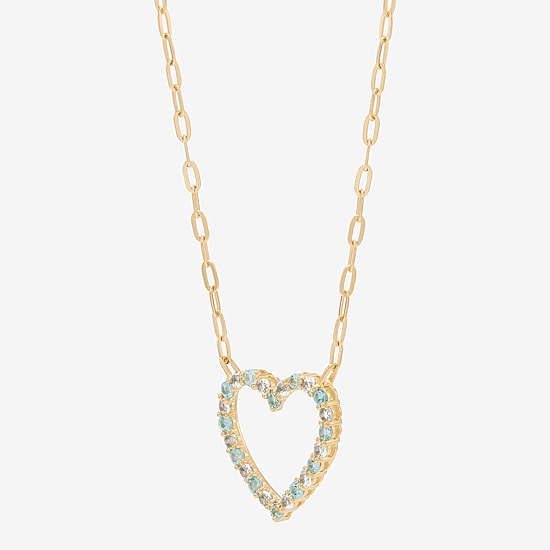 Limited Quantities! Womens Genuine Blue Topaz 10K Gold Heart 19 Inch Pendant Necklace