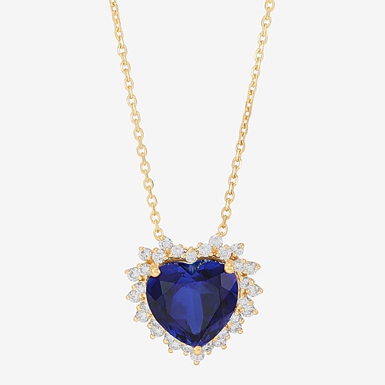 Limited Quantities! Womens 3/8 CT. T.W. Lab Created Blue Sapphire 10K Gold Heart 18 Inch Pendant Necklace
