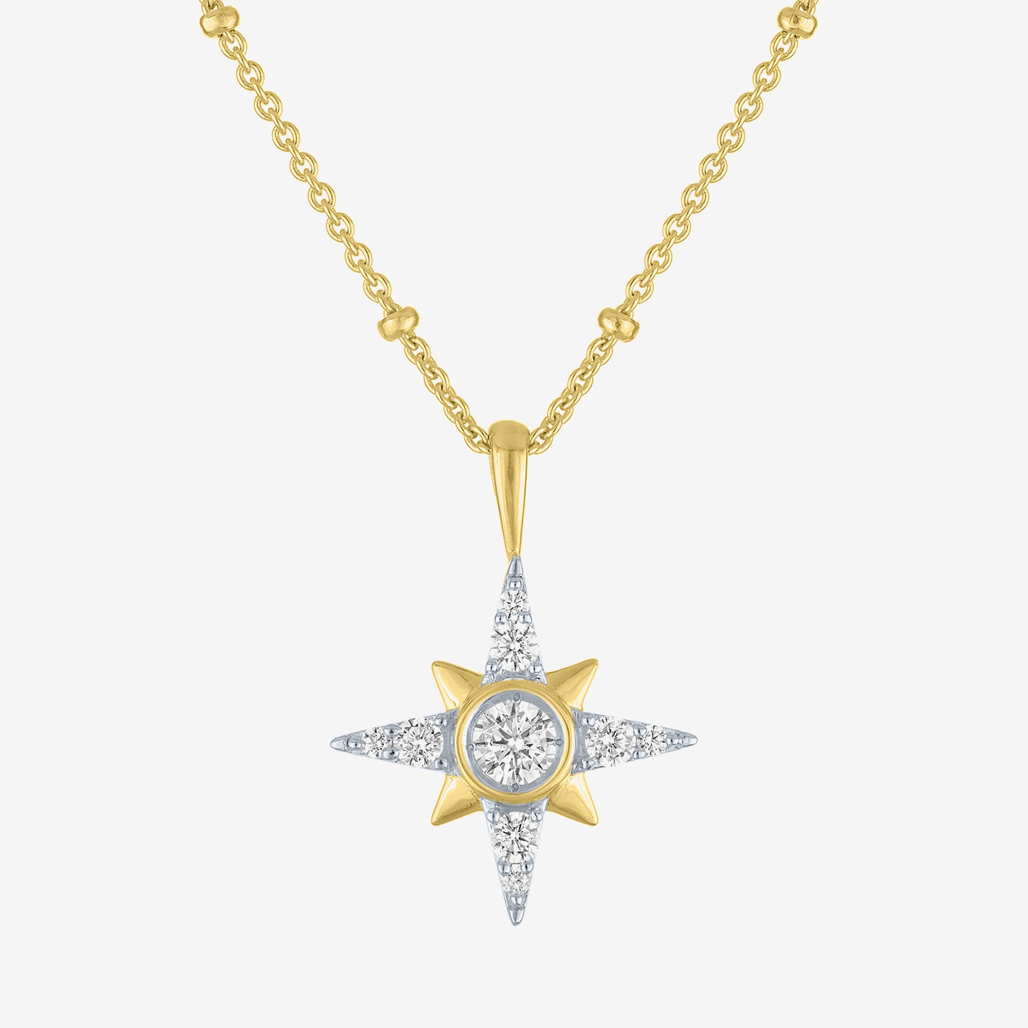 Diamond Addiction North Star (G-H / Si2-I1) Womens 1/3 CT. T.W. Lab Grown White Diamond 10K Gold Star 16 Inch Pendant Necklace