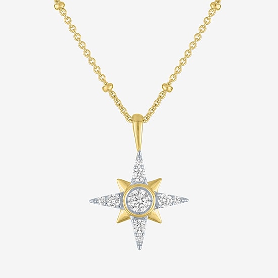 Diamond Addiction North Star (G-H / Si2-I1) Womens 1/3 CT. T.W. Lab Grown White Diamond 10K Gold Star 16 Inch Pendant Necklace