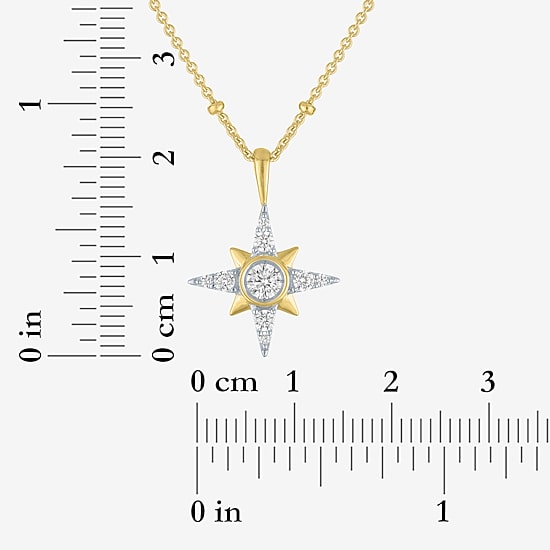 Diamond Addiction North Star (G-H / Si2-I1) Womens 1/3 CT. T.W. Lab Grown White Diamond 10K Gold Star 16 Inch Pendant Necklace