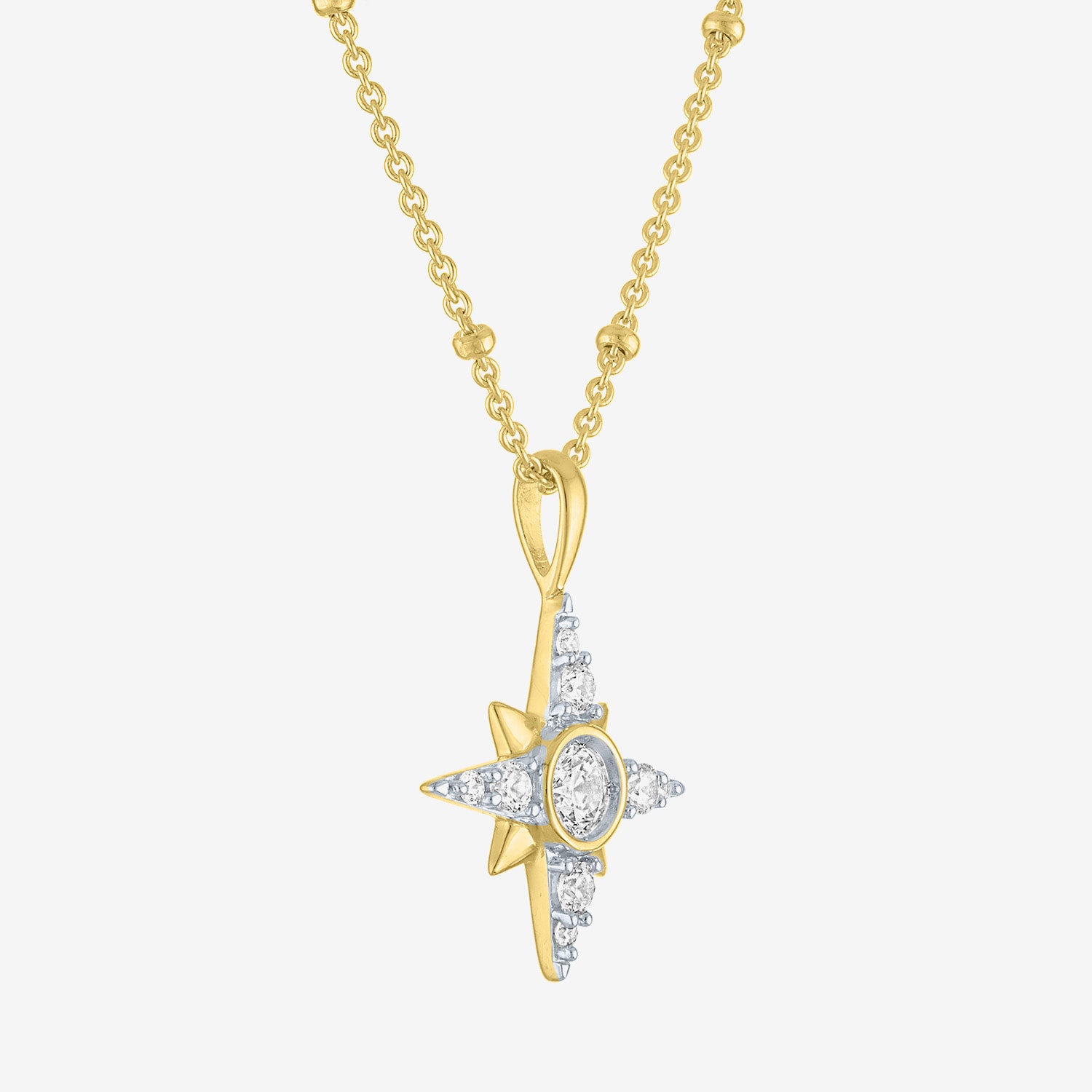 Diamond Addiction North Star (G-H / Si2-I1) Womens 1/3 CT. T.W. Lab Grown White Diamond 10K Gold Star 16 Inch Pendant Necklace