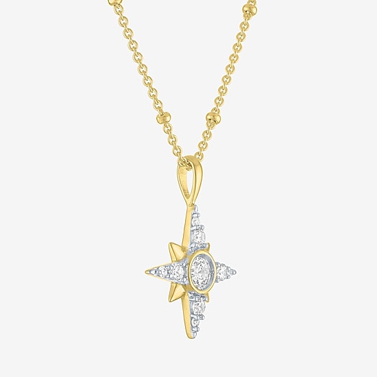 Diamond Addiction North Star (G-H / Si2-I1) Womens 1/3 CT. T.W. Lab Grown White Diamond 10K Gold Star 16 Inch Pendant Necklace