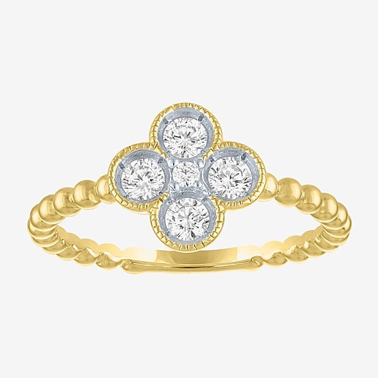 Diamond Addiction (G-H / Si2-I1) Womens 1/3 CT. T.W. Lab Grown White Diamond 10K Gold Flower Cocktail Ring