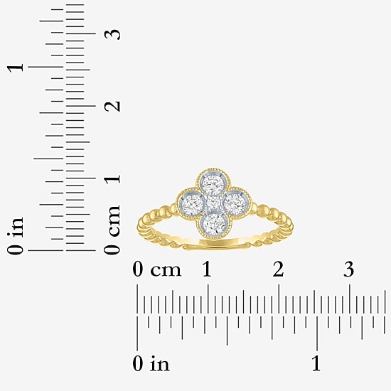Diamond Addiction (G-H / Si2-I1) Womens 1/3 CT. T.W. Lab Grown White Diamond 10K Gold Flower Cocktail Ring