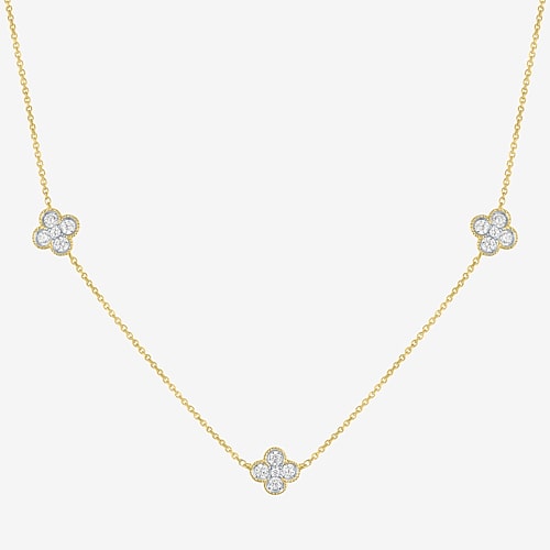 Diamond Addiction (G-H / Si2-I1) Womens 1/3 CT. T.W. Lab Grown White Diamond 10K Gold Flower 16 Inch Pendant Necklace, One Size, Yellow