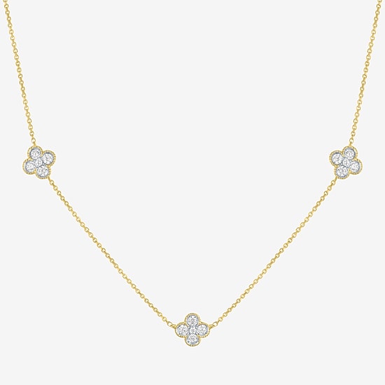 Diamond Addiction (G-H / Si2-I1) Womens 1/3 CT. T.W. Lab Grown White Diamond 10K Gold Flower 16 Inch Pendant Necklace