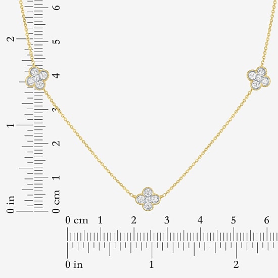 Diamond Addiction (G-H / Si2-I1) Womens 1/3 CT. T.W. Lab Grown White Diamond 10K Gold Flower 16 Inch Pendant Necklace